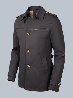 Chouyatou Men's Casual Collar 3 Button Lightweight Coat Large